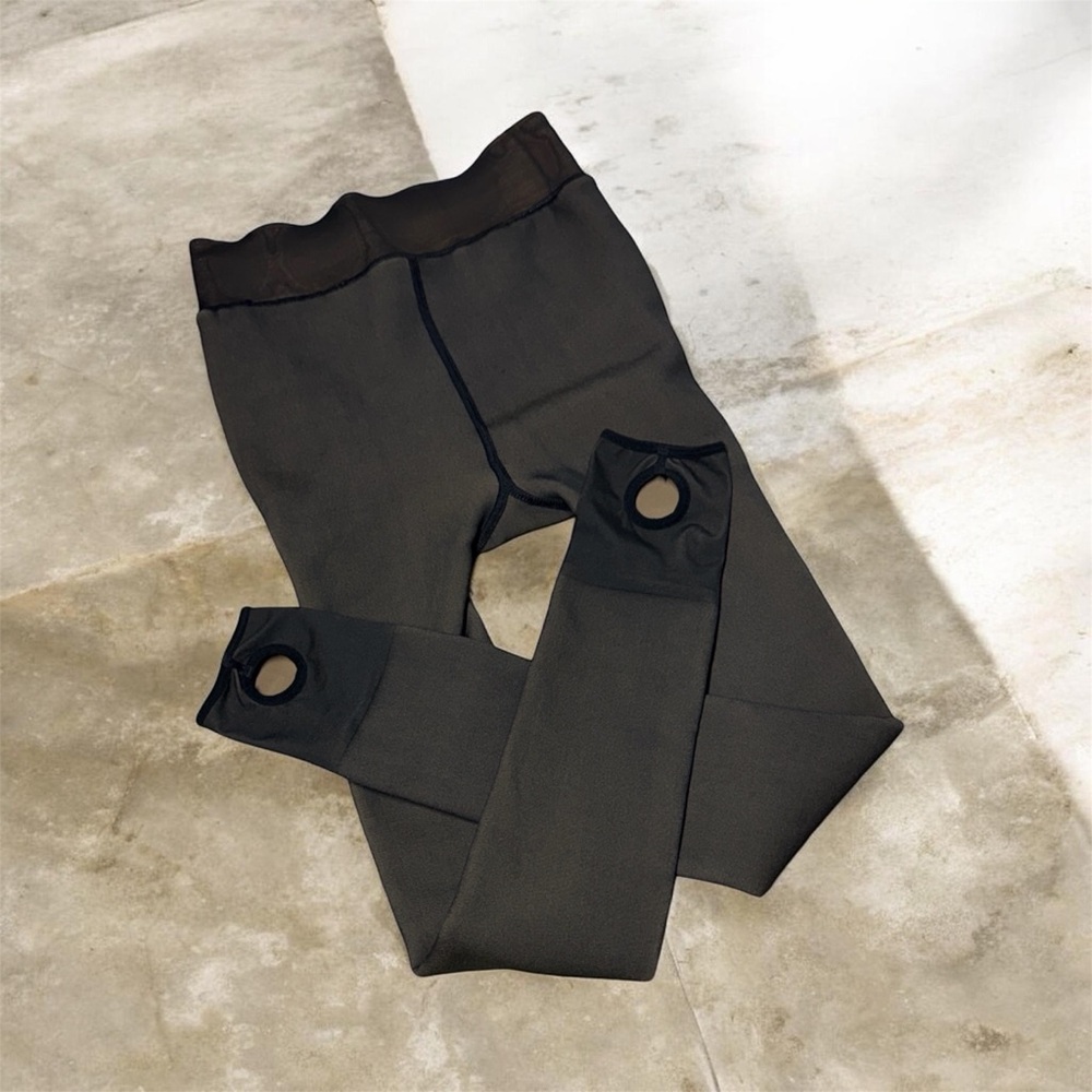 fleece-lined stirrup leggings skin thick tights high waisted one size